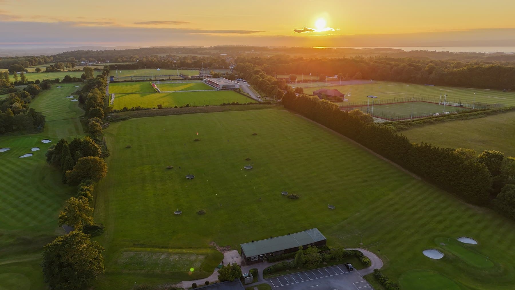 Long Ashton Golf Club course at golden hour.