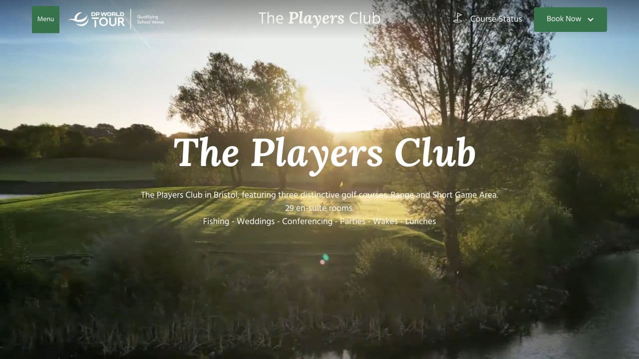 The The Players Club homepage showing its navigation, club imagery and visitor actions.