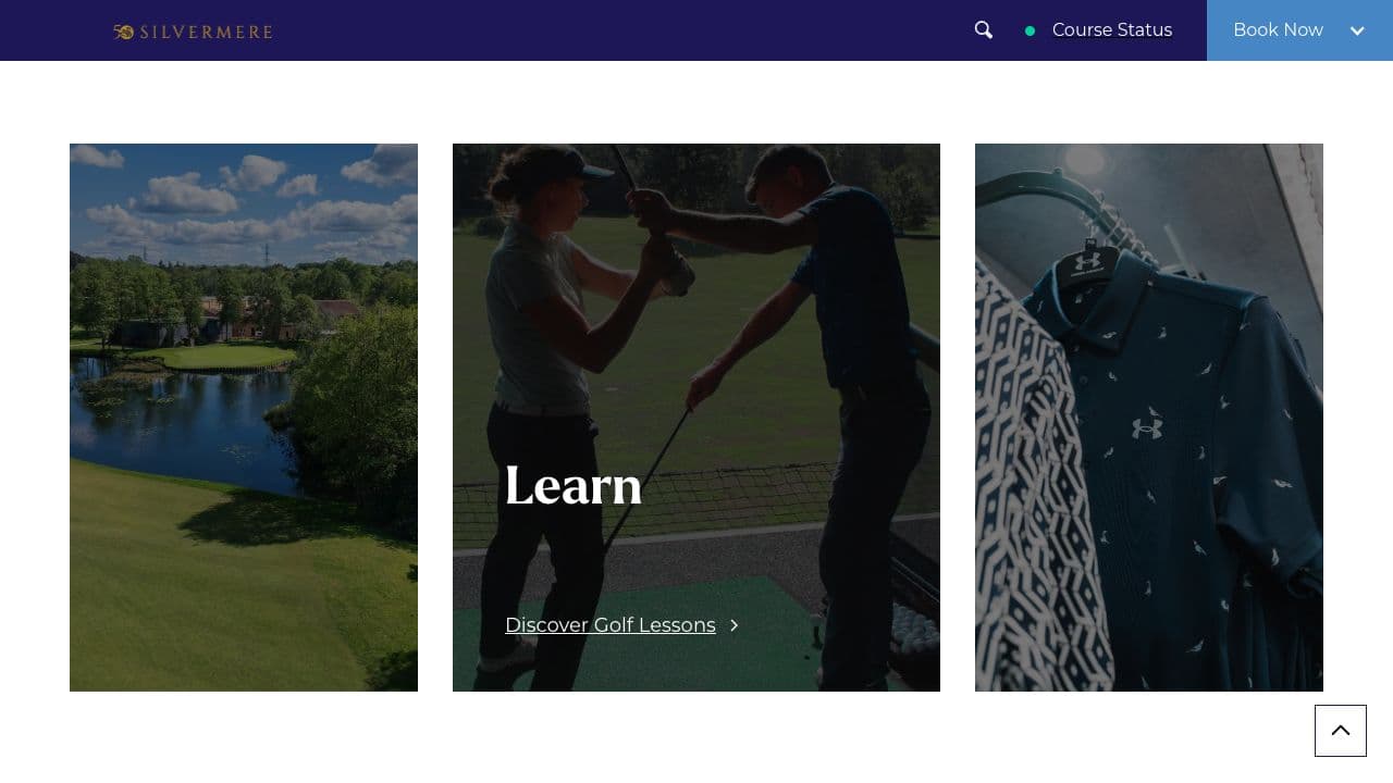 Silvermere website content introducing the club's different experiences.
