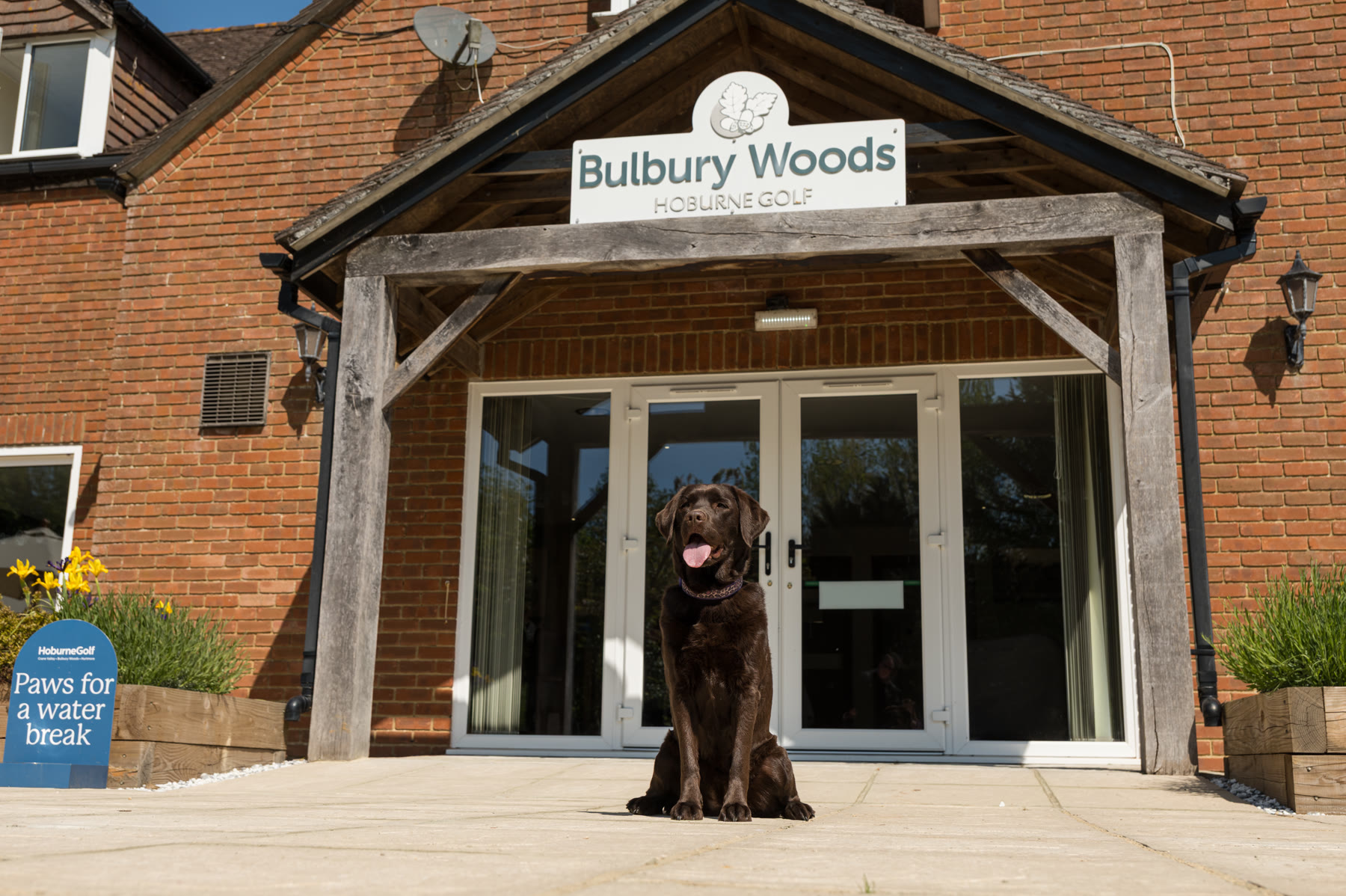 Bulbury Woods golf clubhouse sign within the Hoburne Golf group.