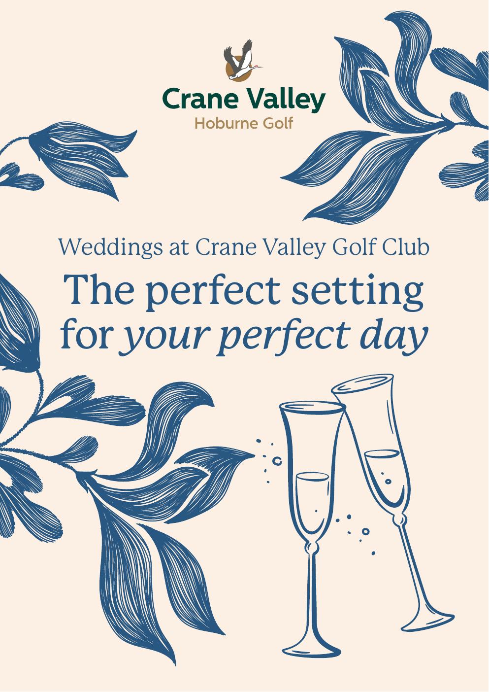 Cover of the current Crane Valley Hoburne Golf wedding brochure.