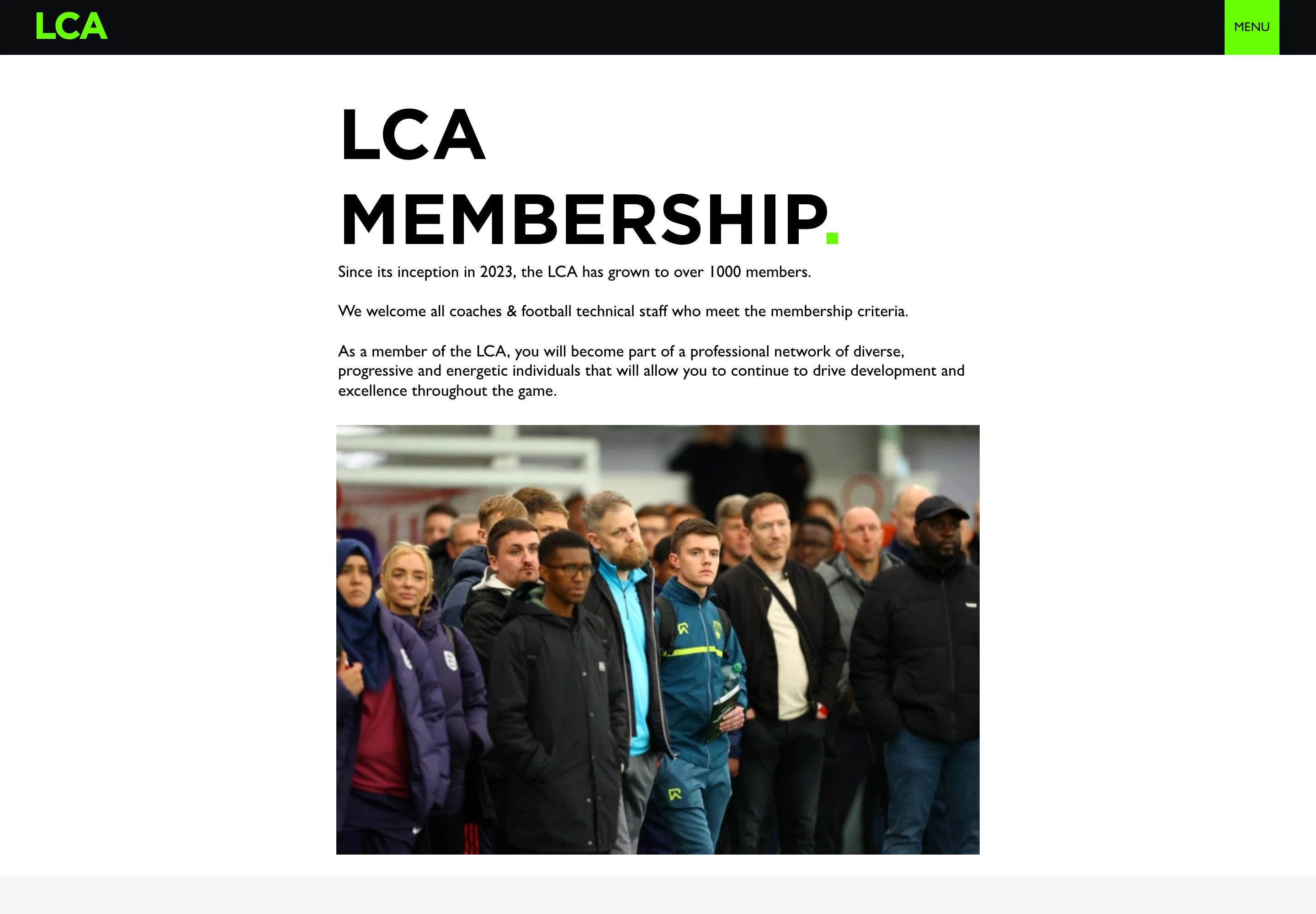 Current League Coaches Association membership page.
