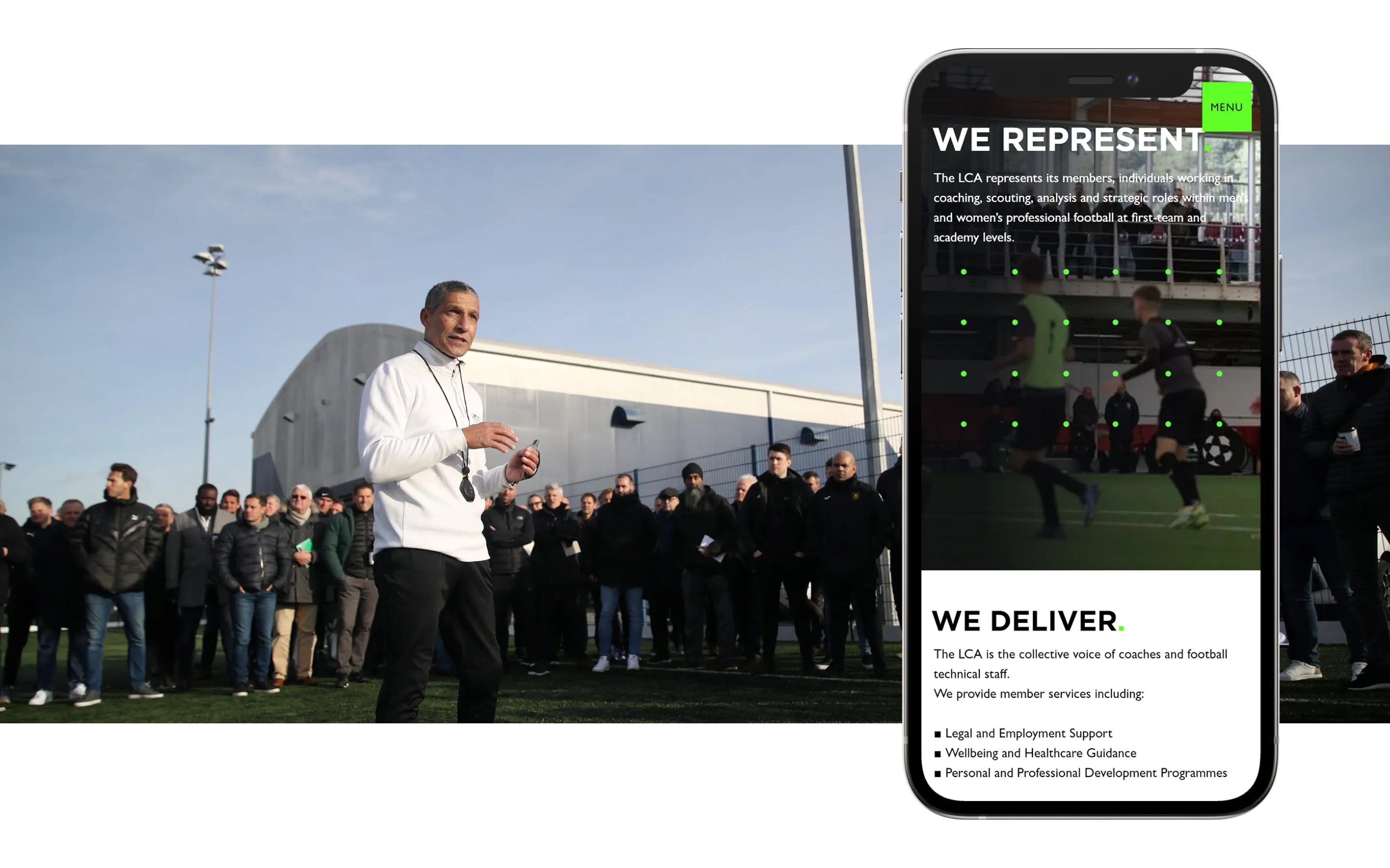 Original staged presentation of the League Coaches Association responsive website.