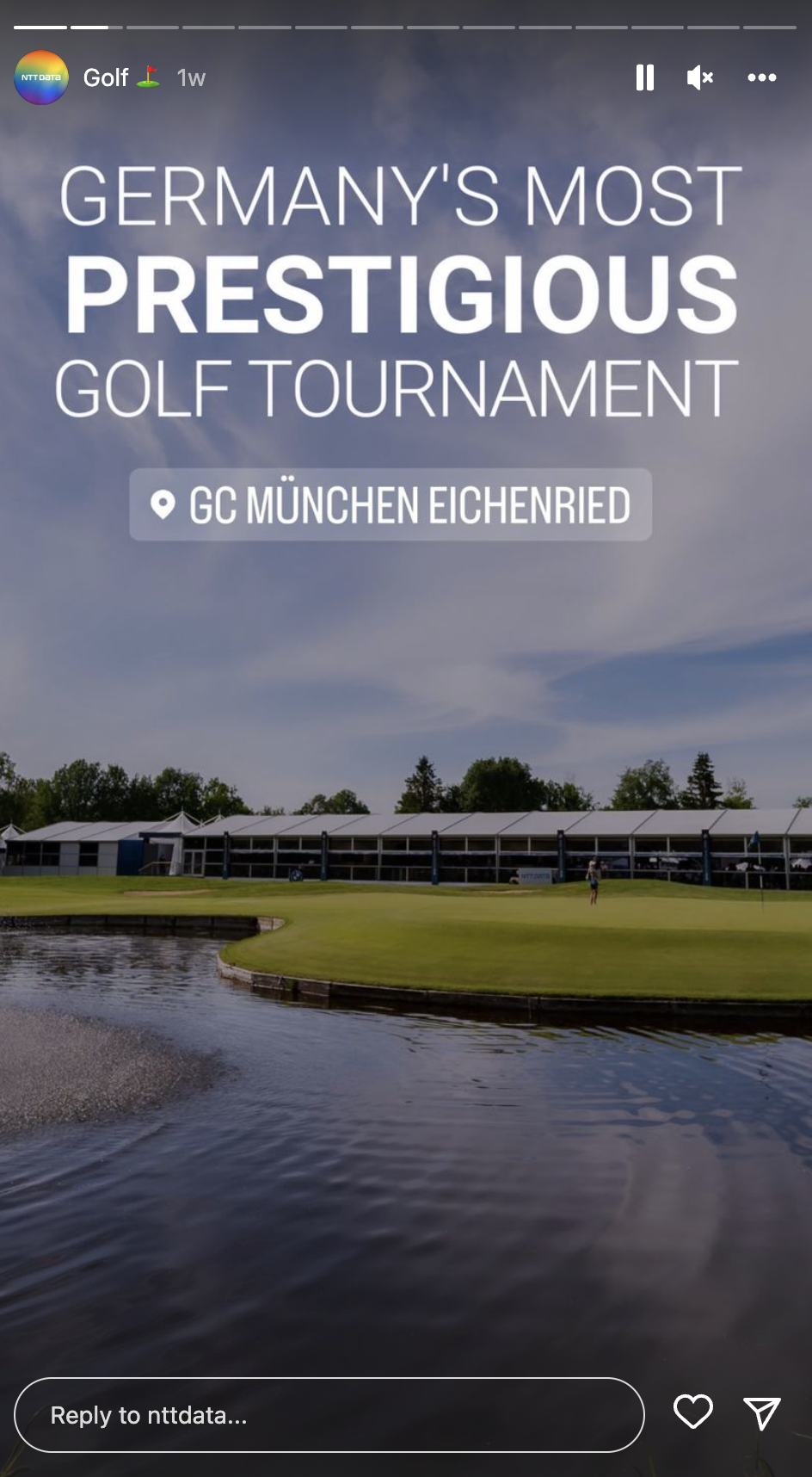 Original NTT DATA social post from the golf sponsorship campaign.