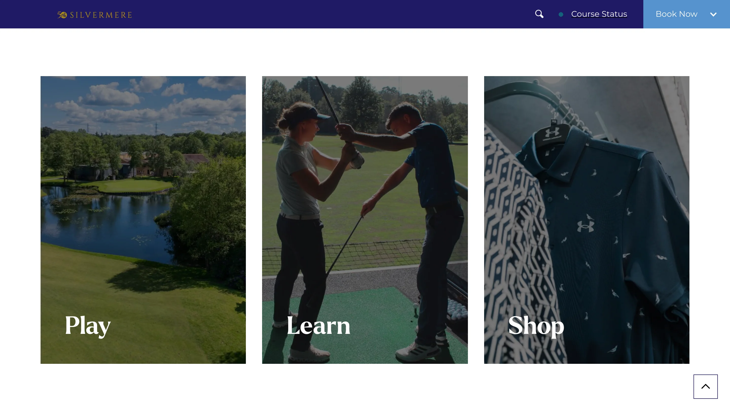 Silvermere website section introducing the different ways visitors can play, learn, shop and spend time at the complex.